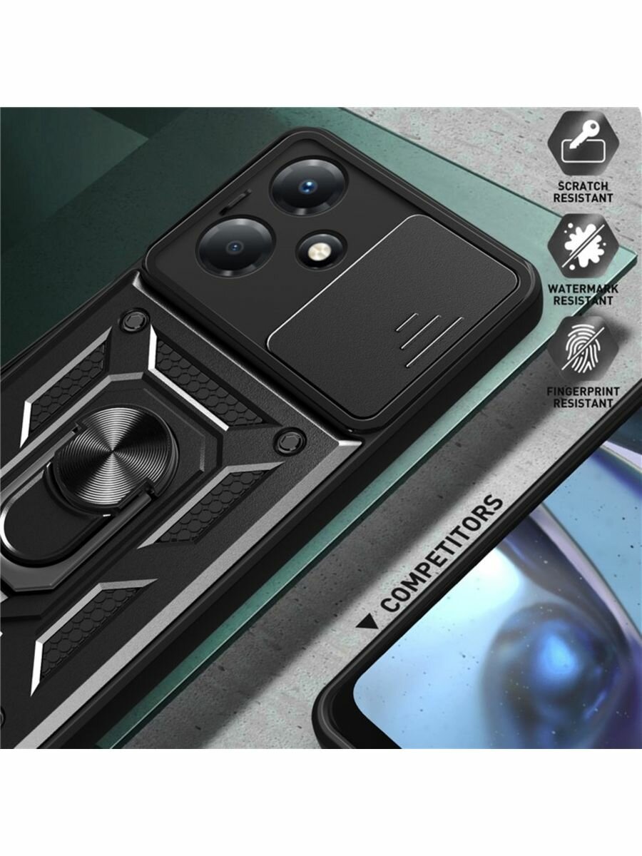 Чехол О'кейси для Infinix Hot 30 Play, матовый, с держателем-кольцом — фото 1