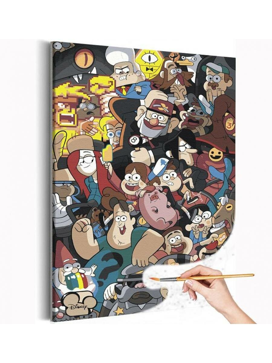 Гравити Фолз Герои Gravity Falls Мультфильмы Детские Для детей Мультики Раскраска картина по номерам на холсте 40х60