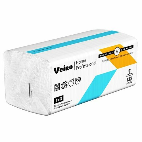 фото Полотенца бумажные в пачках v-сл. veiro home (soft pack) 2 слоя, 132 листа. 1 пачка
