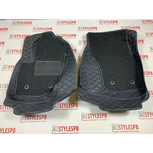 Ковры салона 3D Mitsubishi Outlander 12-19г Левый руль Черные с черной строчкой ( 003 )