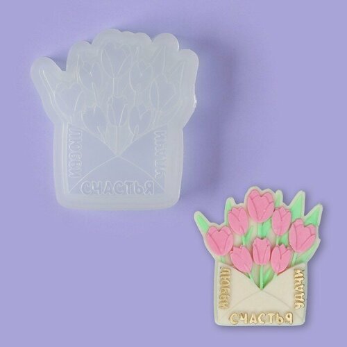 Силиконовый молд для леденцов и шоколада Конверт с тюльпанами 975 см цвет прозрачный 596₽