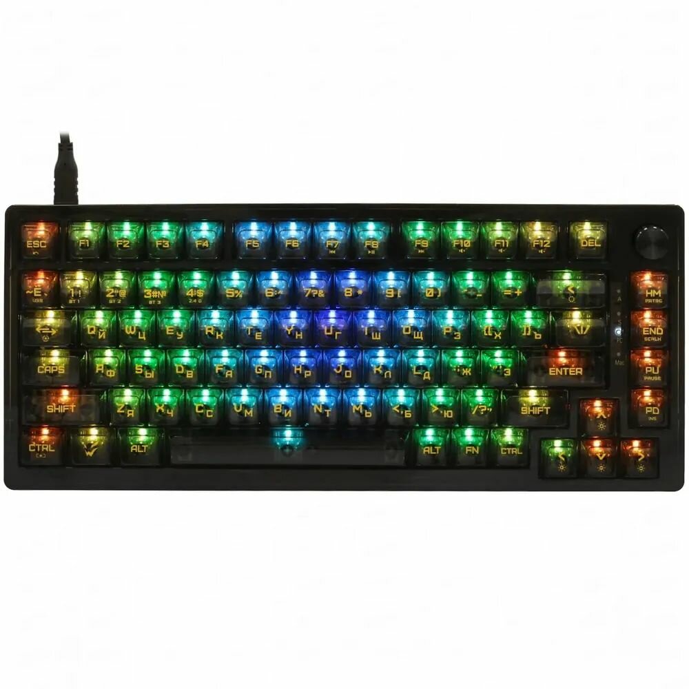 Игровая механическая клавиатура ARDOR GAMING Spirit, Gateron Optical Clear, 82 клавиш, RGB, Bluetooth, черная.