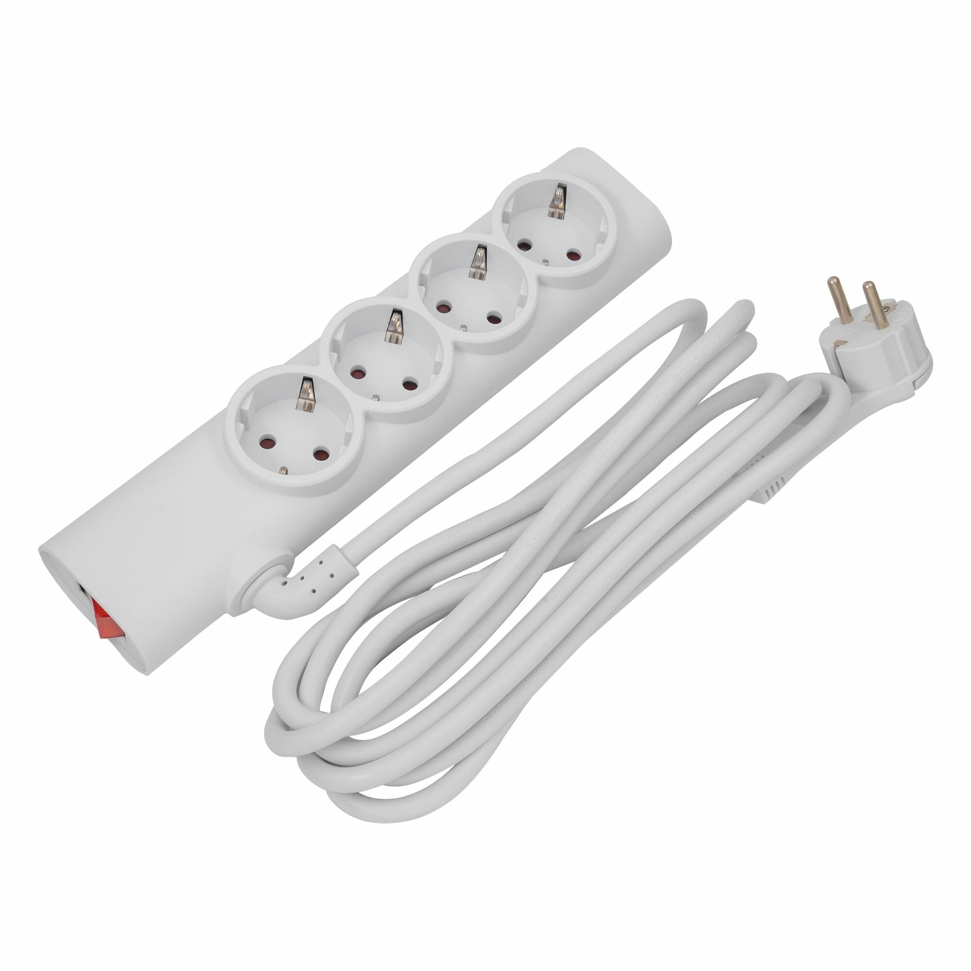 фото Удлинитель сетевой бытовой c заземлением 3 м старт 4 розетки, 16А, с защитой от детей