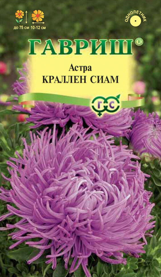 Семена Астра Краллен Сиам коготковая 03г Гавриш Цветочная коллекция 10 пакетиков