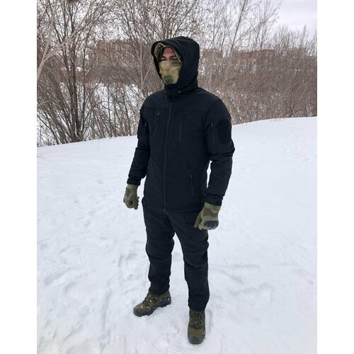 фото Костюм тактический мужской softshell черный демисезонный на флисе 50-52 esdy