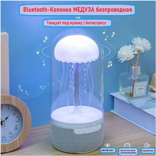Беспроводная колонка медуза портативная настольная Медуза в колбе Ночник Светильник Bluetooth динамик RGB с подсветкой антистресс залипательный 315000₽