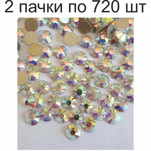 накрутка sesto crystal aurora boreale 666255 v s 2 пачки по 720 шт. Стразы из хрустального стекла, холодной фиксации, цвет CrystalAB (разноцветный) SS20, диаметр 5 мм, 720 шт (1440 шт) Корея