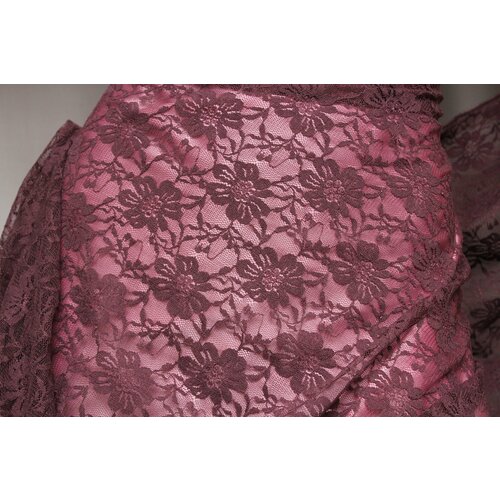 Ткань Кружево би-стрейч розово-лиловое тёмное, ш148см, 0,5 м