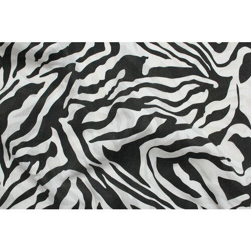 Ткань Поплин деворе чёрно-белый узор «зебра», ш145см, 0,5 м