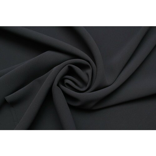 Ткань Креп-стрейч тёмно-чёрно-графитовый, 400 г/пм, ш136см, 0,5 м ткань костюмная плотная чёрно графитового цвета 380 г пм ш140см 0 5 м