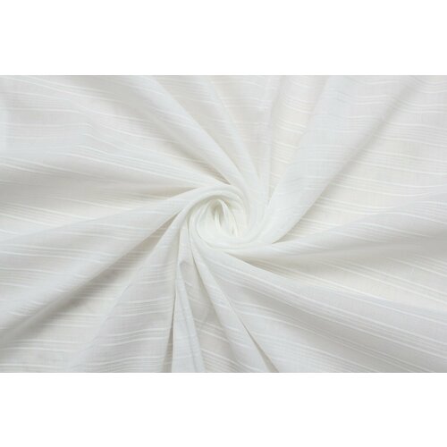 Ткань Хлопок-вуаль-жаккард белого цвета с полосками-косичками, 130 г/пм, ш144см, 0,5 м две полоски для тирана лисовская и