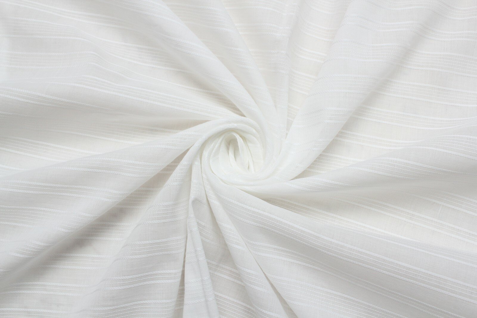 Ткань Хлопок-вуаль-жаккард белого цвета с полосками-косичками 130 г/пм ш144см 05 м