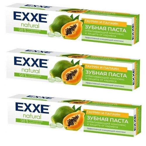 EXXE Зубная паста natural, Таурин и папаин, 75 мл, 3 шт зубная паста exxe максимальная защита от кариеса max in one 100г 3 шт