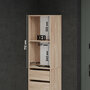 Шкаф пенал напольный с полками и выдвижными ящиками для прихожей балкона в коридор Кео ПН-130 дуб сонома