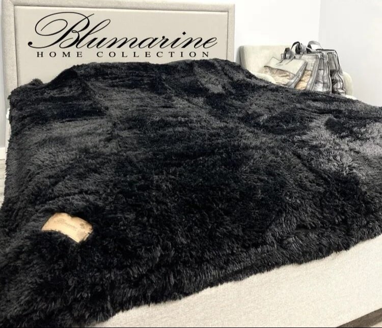 Плед покрывало травка пушистый Blumarine размер 200х230 Черный