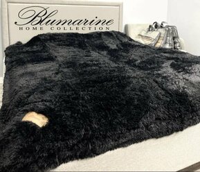 Плед покрывало травка пушистый Blumarine размер 200х230 Черный