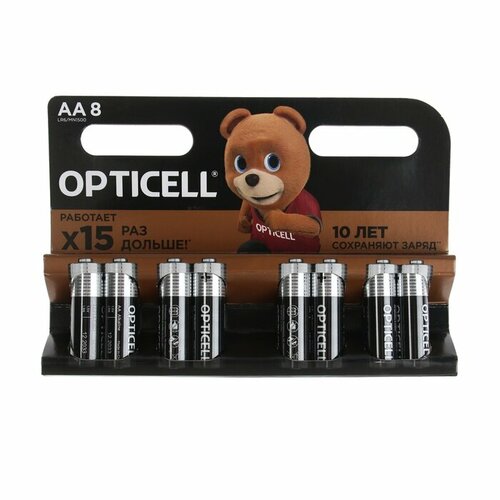 Батарейка алкалиновая OPTICELL, AA, LR6-8BL, 1.5В, блистер, 8 шт