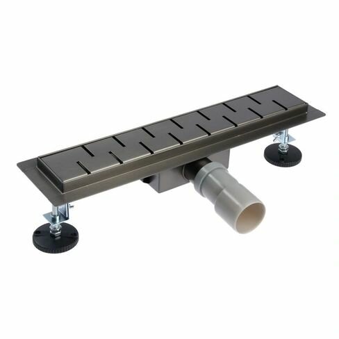 Трап напольный с горизонтальным выпуском 70 х 700 мм/сухой + гидрозатвор/цвет вороненая сталь TIM арт. BAD477002GY