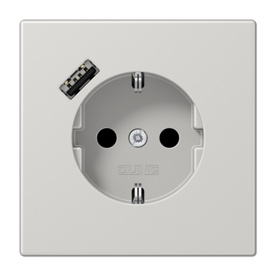 JUNG Розетка SCHUKO® с USB-зарядным устройством, тип A термопласт светло-серый LS1520-18ALG