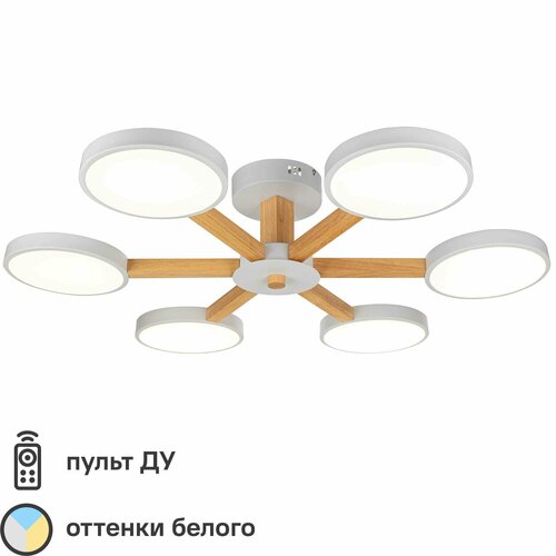 Люстра потолочная светодиодная «Cortes» с пультом управления, 20 м, регулируемый белый свет, цвет белый
