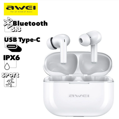 Наушники беспроводные Awei T1 PRO Sports Earbuds белый 127700₽
