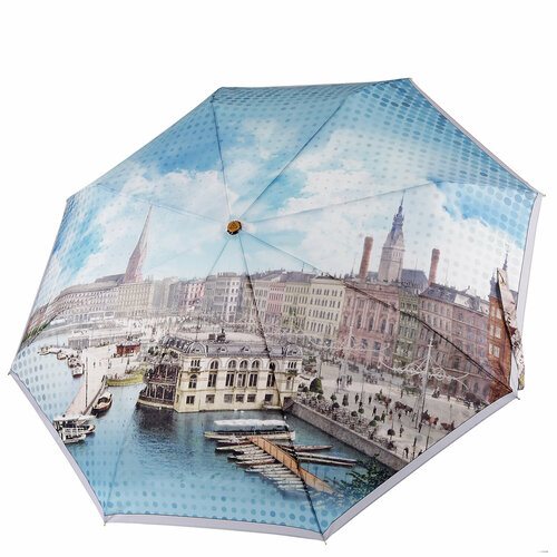 Мини-зонт FABRETTI, голубой, серый мини зонт fabretti голубой