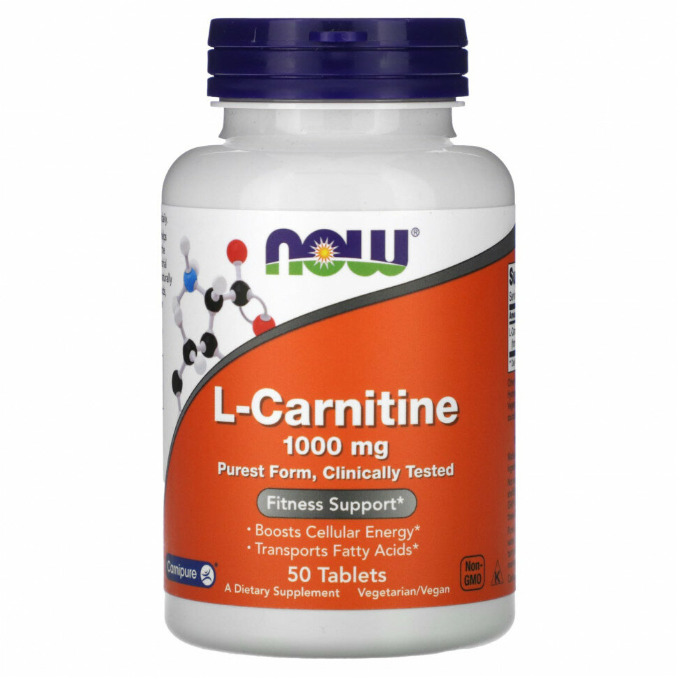 NOW L-Carnitine L-Карнитин 1000 мг - 50 таблеток