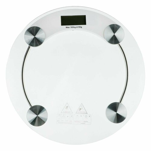 Весы напольные электронные круглые ЖК-дисплей макс нагр до 180кг стекло d33см 806₽