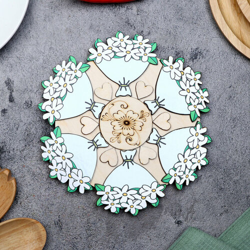 Подставка под горячее Букет ромашек D20 см можжевельник 686₽