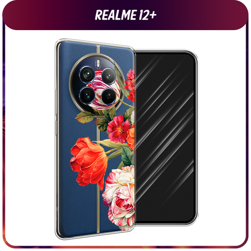 Силиконовый чехол на Realme 12+ / Реалми 12 Плюс Весенний букет, прозрачный силиконовый чехол гуси на realme 12 реалми 12 плюс прозрачный