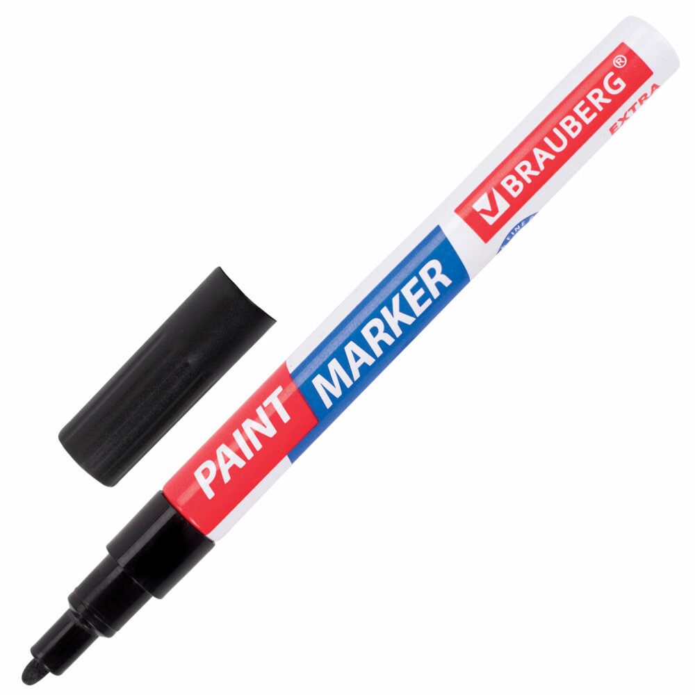 Маркер-краска лаковый EXTRA (paint marker) 2 мм, черный, усиленная нитро-основа, BRAUBERG, 151968 упаковка 12 шт.