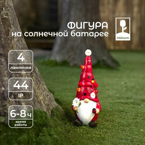 Фигура на солнечной батарее 10х10х26 см, 1LED, шампань, 1х1.2V AA Ni-MH 300mAh, полистоун