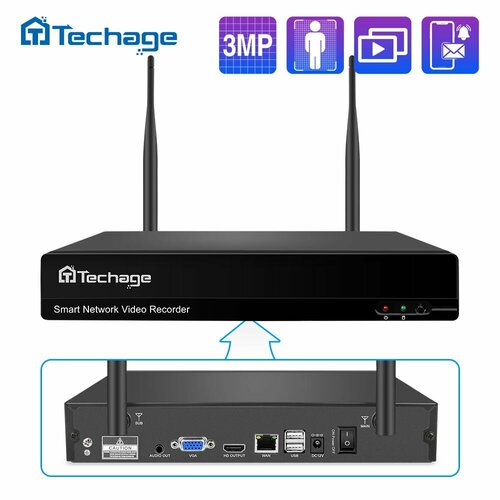 Techage 8CH h.265 3MP беспроводной видеомагнитофон wi-fi CCTV с системой P2P IP