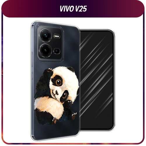 Силиконовый чехол на Vivo V25/V25e / Виво V25/V25e Большеглазая панда, прозрачный силиконовый чехол на vivo v25 v25e виво v25 v25e рыжий кот в венке