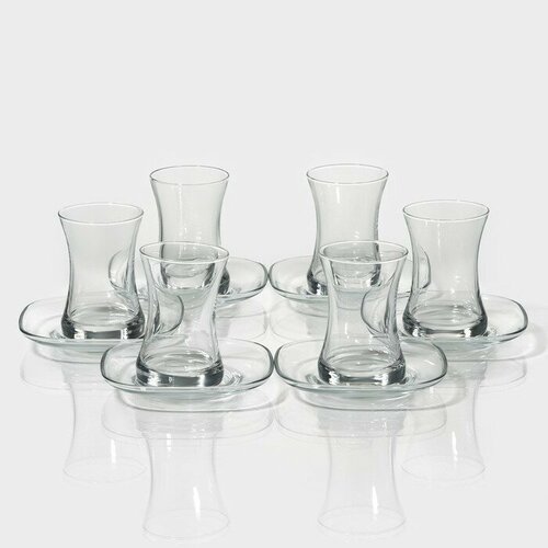 Набор стеклянный чайный Lav Дзен 12 предметов стаканы 155 мл 6 шт блюдца d14 см 6 шт 1837₽