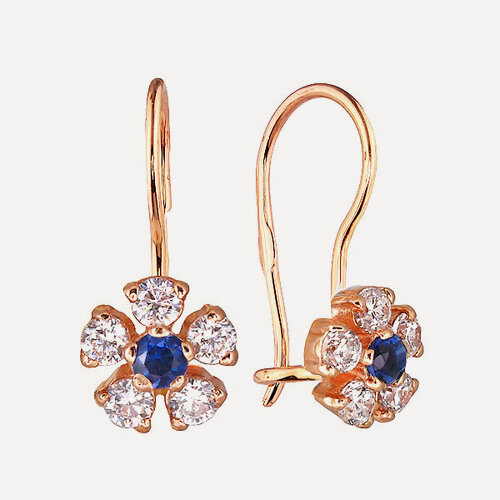 Изображение товара Серьги, красное золото, 585 проба, фианит