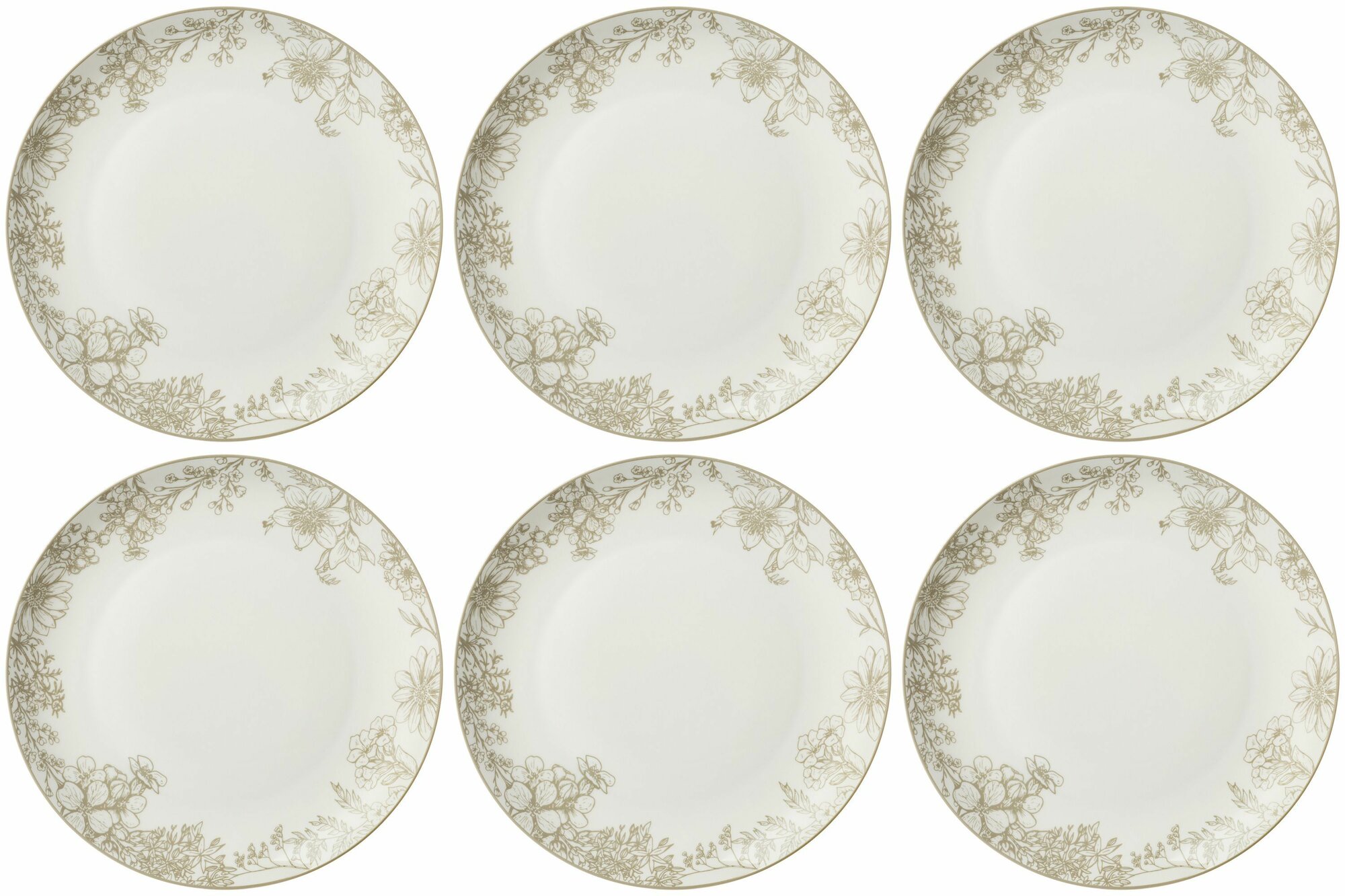 Набор тарелок Сервировочных Обеденных 27 см на 6 персон Lefard Parfum De Fleur, Фарфор, Столовые Мелкие, Закусочные Белые, 6 Шт набор посуды
