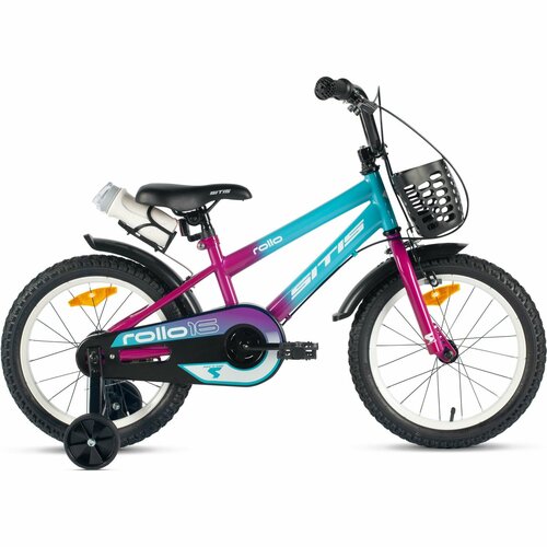 Велосипед Sitis Rollo 16 2024 детский для мальчиков стальная рама с барабанными тормозами 1 скорость для роста 110-125 см цвет Turquoise-Plum 14620₽