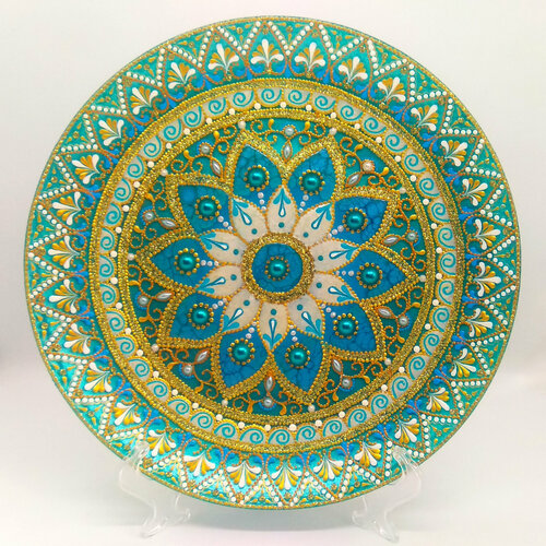 Декоративная тарелка Цветок Бирюза Авторская работа 2200₽