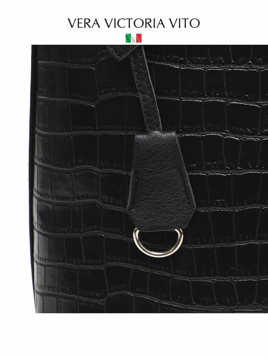 Сумка тоут Vera Victoria Vito, фактура под рептилию, черный — фото 1