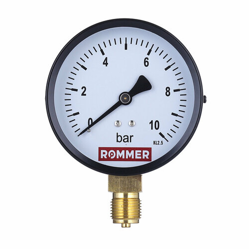 ROMMER Манометр радиальный. Корпус Dn 100 мм 1/2 , 0.16 бар, кл.2.5 rommer манометр радиальный корпус dn 80 мм 1 2 0 16 бар кл 2 5