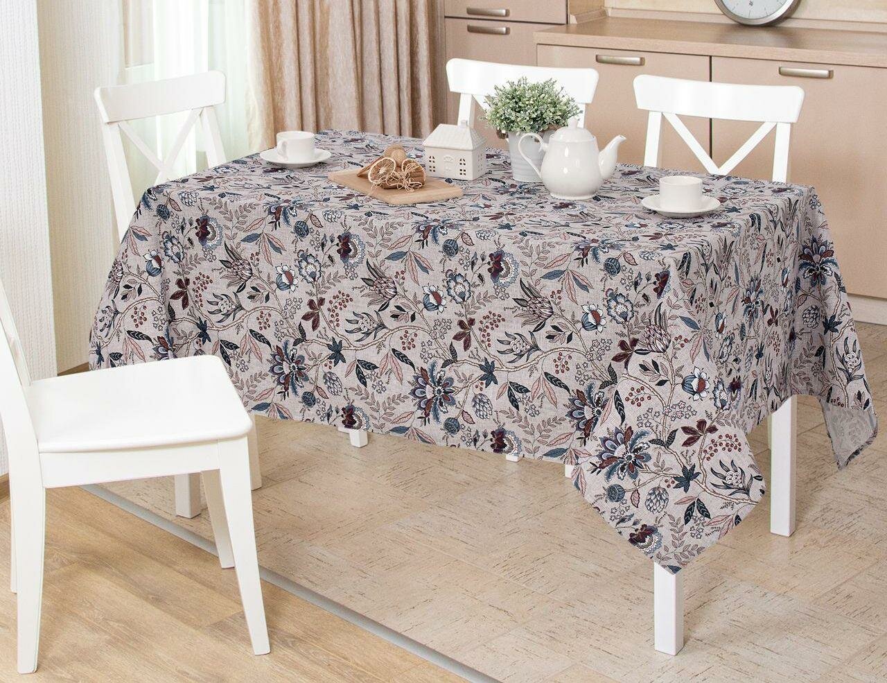 фото Скатерть на стол/150х120/тканевая/рогожка/хлопок/Арт Постель