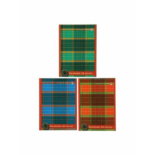 Блокнот А6, 40 листов на скрепке Шотландка, микс
