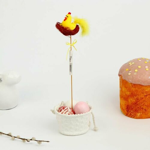 Пасхальный декор на палочке Петушок 7х13х31 см 554₽