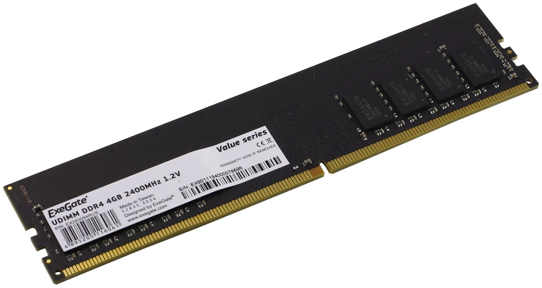 Оперативная память ExeGate Value 4 ГБ DDR4 DIMM CL17 EX283084RUS