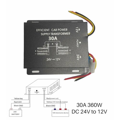 Преобразователь напряжения 24V-12V 30A