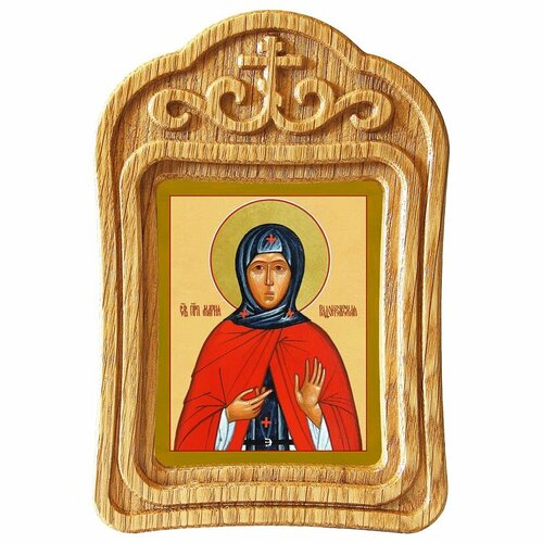 Преподобная Мария Радонежская, икона в резной деревянной рамке