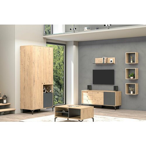 Комплект мебели для гостиной Лион МС композиция 2 Антрацит Дуб Бунратти 33760₽