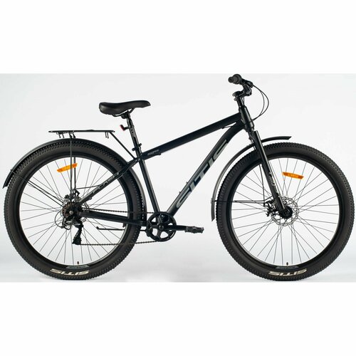 Велосипед городской SITIS FLASH 29" 7spp (2024) Black-Grey, ригид, взрослый, мужской, стальная рама, 7 скоростей, дисковые механические тормоза, размер рамы 19", для роста 180-190 см