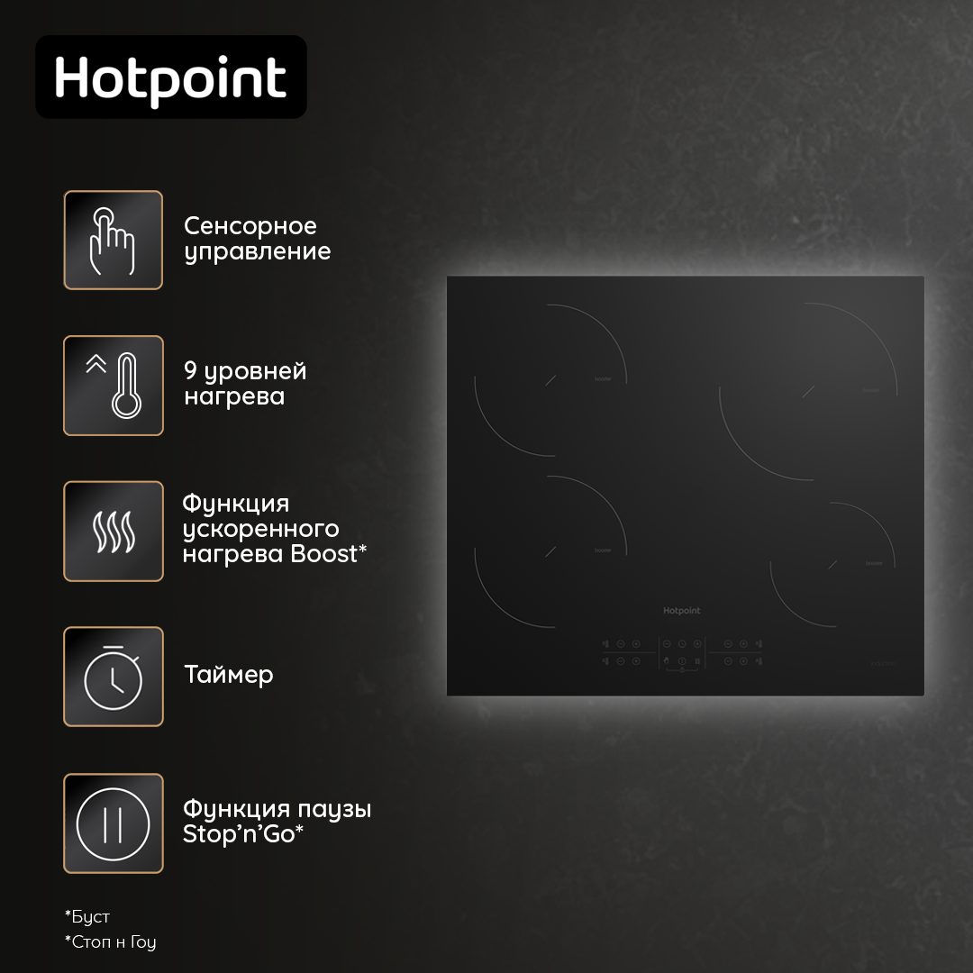 Индукционная варочная поверхность Hotpoint HB 1560S NE, 60 см, черный